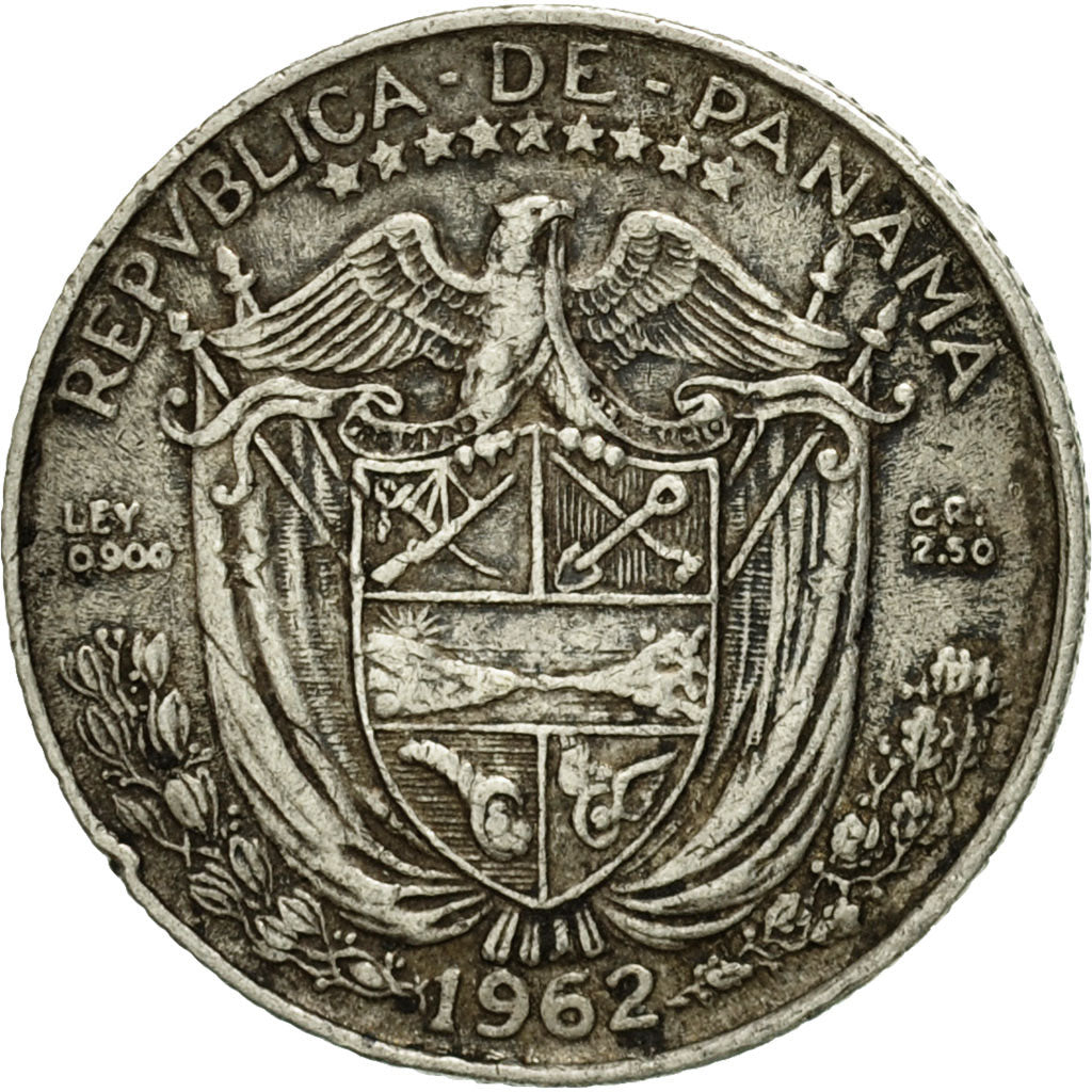 Coin, Panama, 1/10 Balboa, 1962, EF(40-45), Silver, KM:10.2