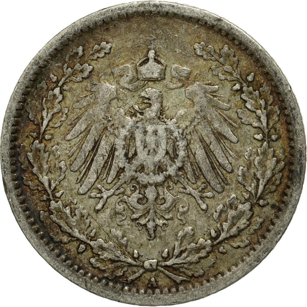 Coin, GERMANY - EMPIRE, 1/2 Mark, 1907, Berlin, EF(40-45), Silver, KM:17