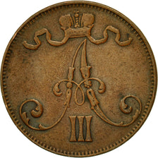Coin, Finland, Alexander III, 5 Pennia, 1889, EF(40-45), Copper, KM:11