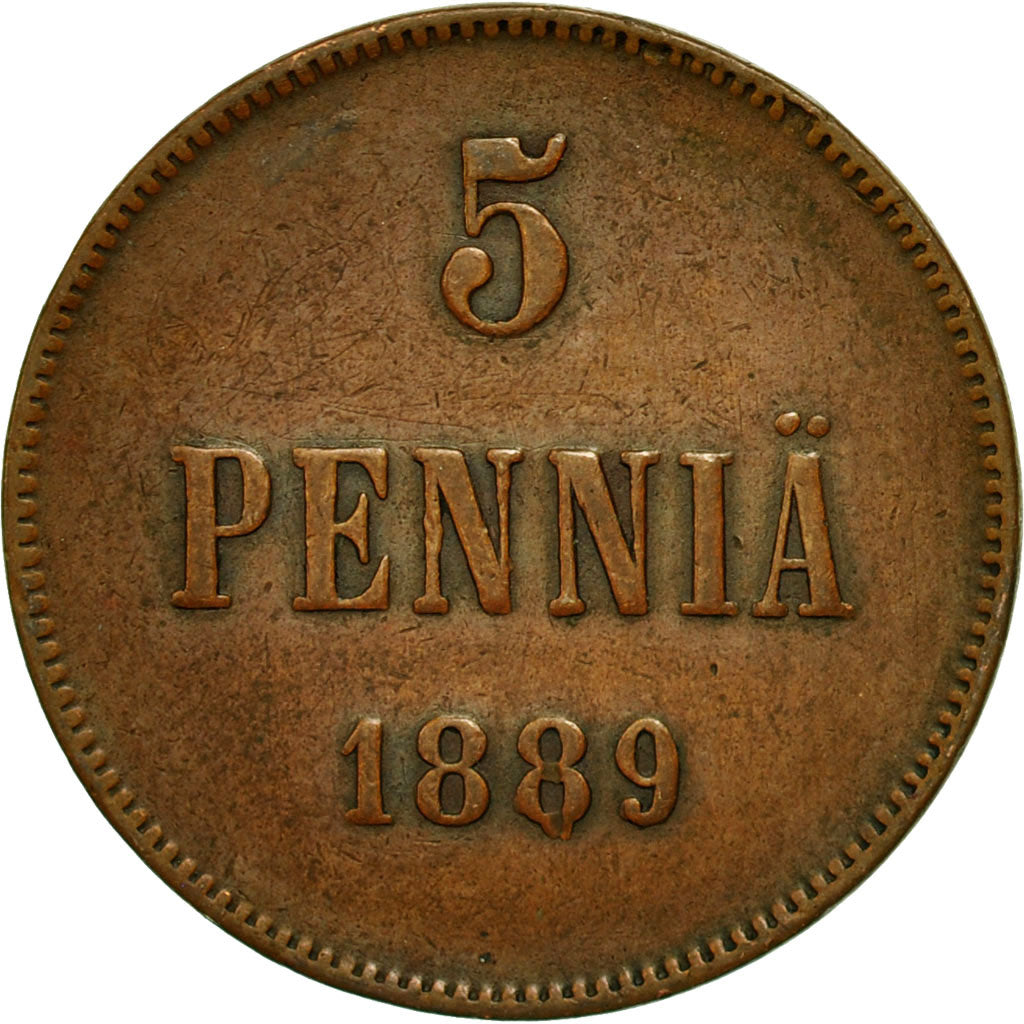 Coin, Finland, Alexander III, 5 Pennia, 1889, EF(40-45), Copper, KM:11