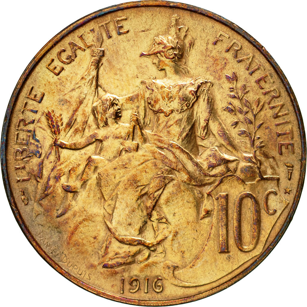 Coin, France, Dupuis, 10 Centimes, 1916, Paris, AU(55-58), Bronze, KM:843