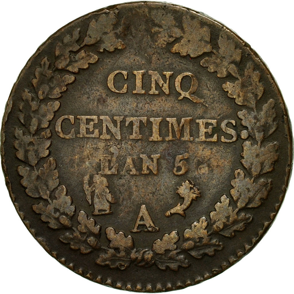 Monnaie, France, Dupré, 5 Centimes, 1796, Paris, TB+, Bronze, KM:640.1
