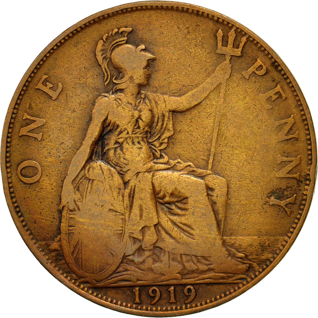 Coin, Great Britain, George V, Penny, 1919, VF(20-25), Bronze, KM:810