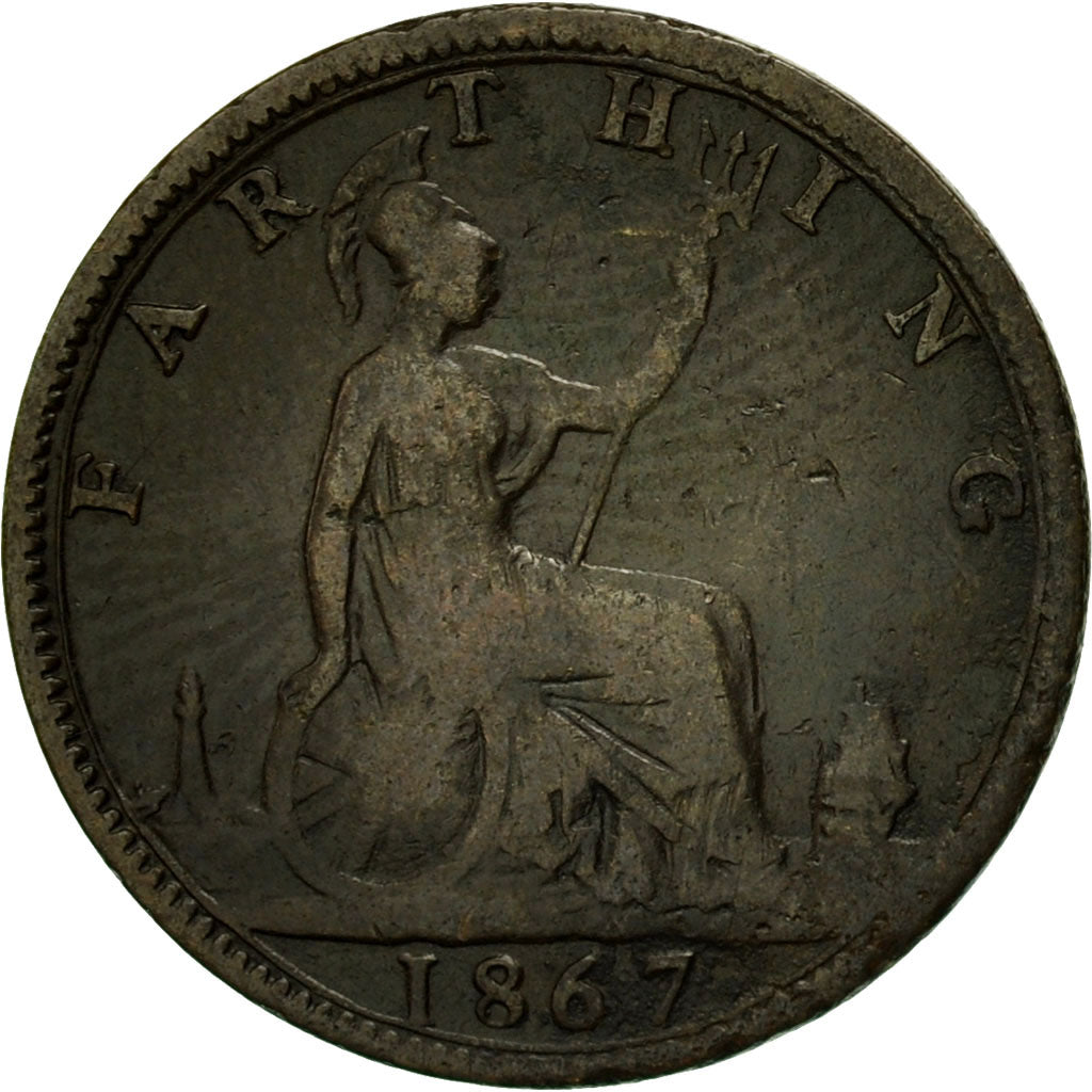 Coin, Great Britain, Victoria, Farthing, 1867, EF(40-45), Bronze, KM:747.2