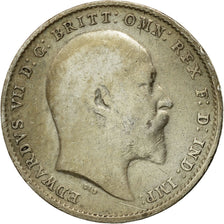 Coin, Great Britain, Edward VII, 3 Pence, 1908, EF(40-45), Silver, KM:797.2