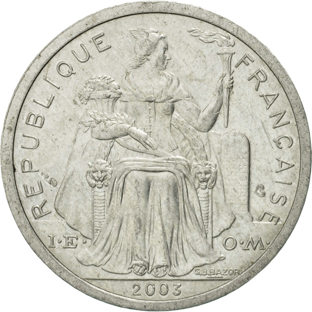 Moneta, Polinezja Francuska, 2 Francs, 2003, Paris, EF(40-45), Aluminium, KM:10