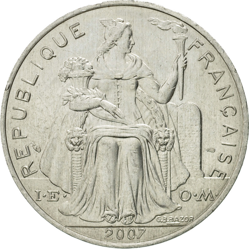Coin, French Polynesia, 5 Francs, 2007, Paris, EF(40-45), Aluminum, KM:12