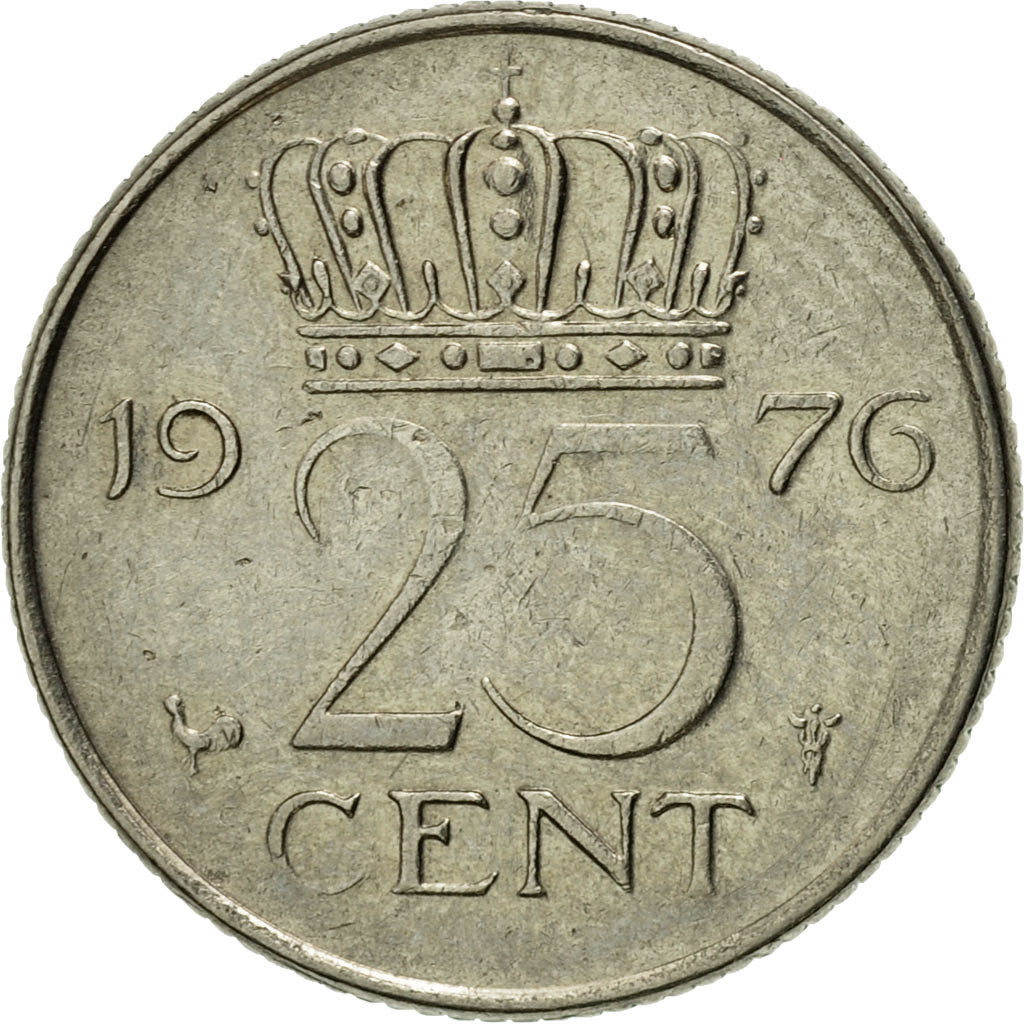 Münze, Niederlande, Juliana, 25 Cents, 1976, SS, Nickel, KM:183