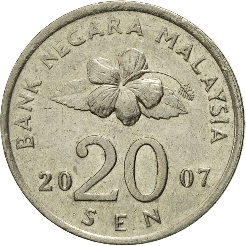 Moneta, Malesia, 20 Sen, 2007, BB, Rame-nichel, KM:52