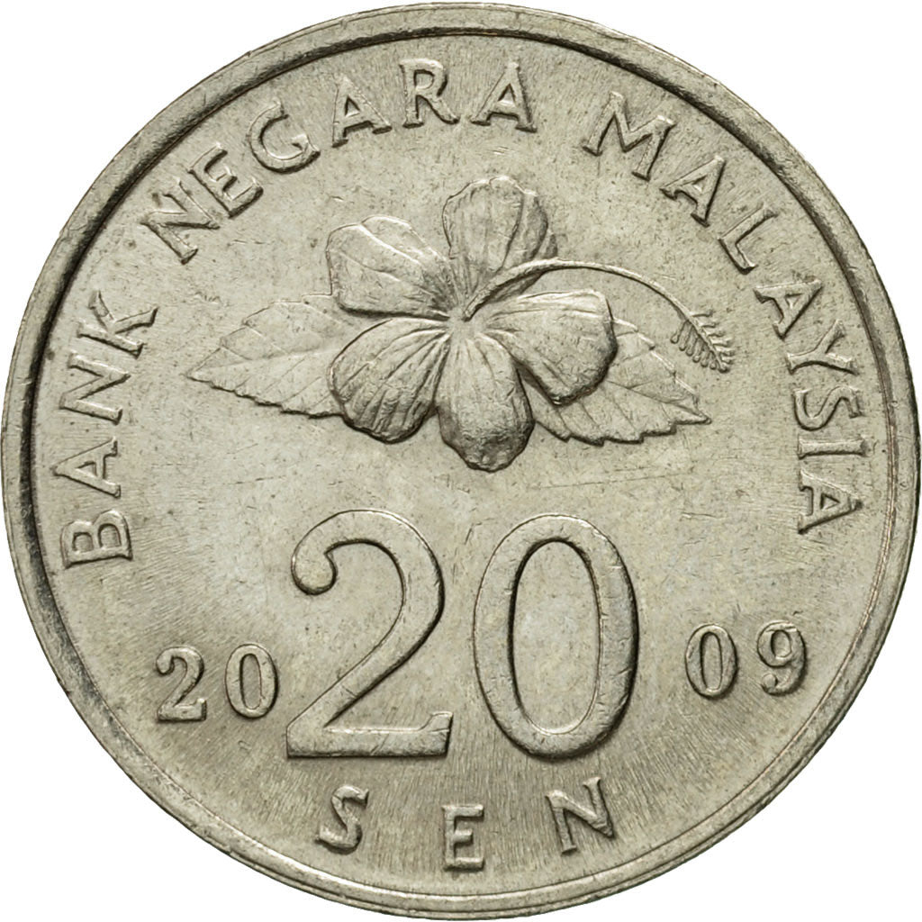 Coin, Malaysia, 20 Sen, 2009, EF(40-45), Copper-nickel, KM:52