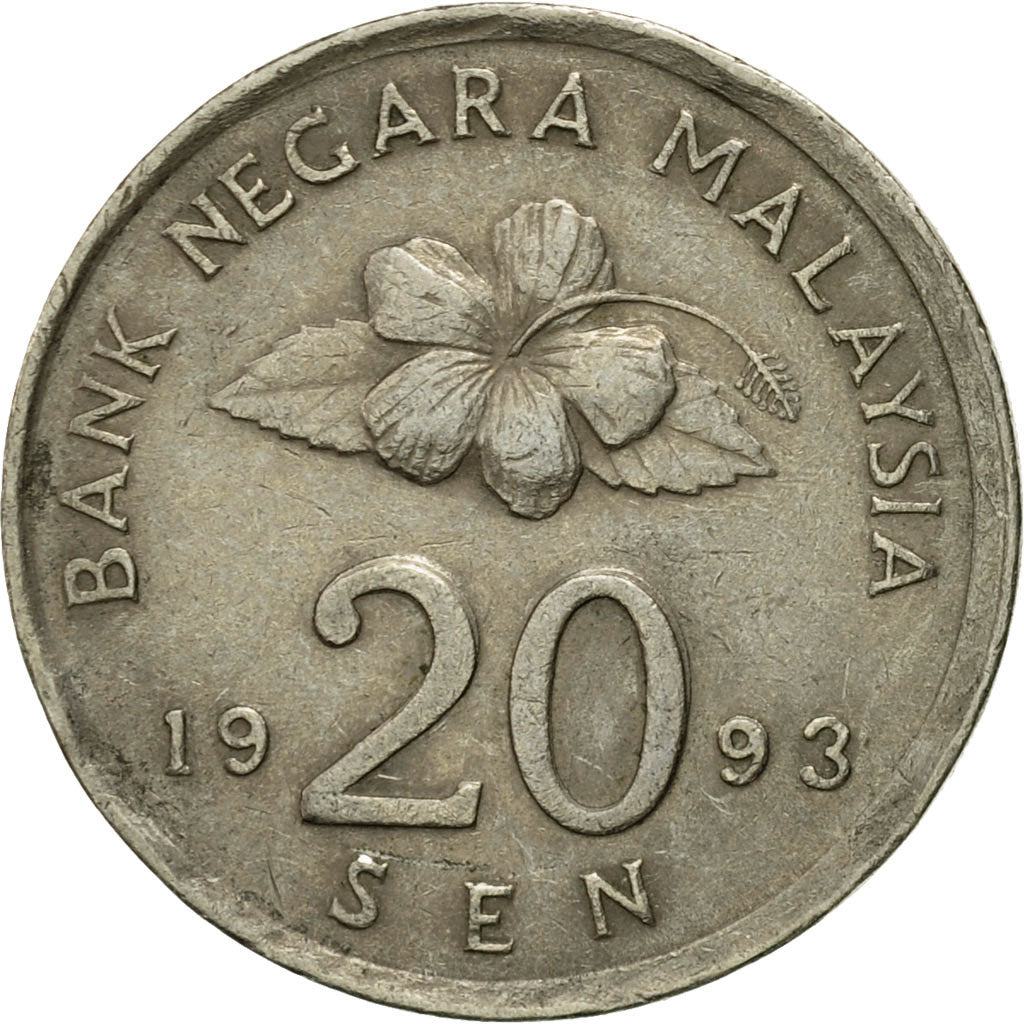 Munten, Maleisië, 20 Sen, 1993, ZF, Copper-nickel, KM:52