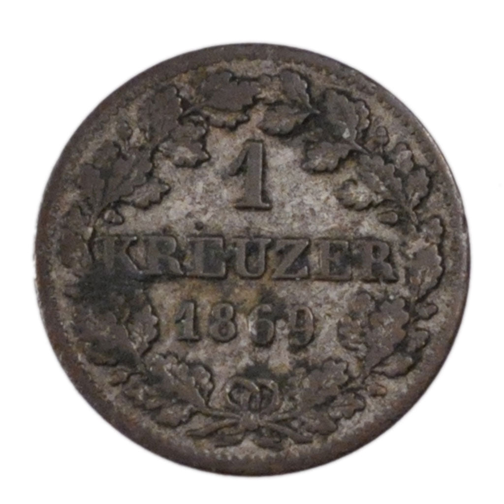 GERMAN STATES, Kreuzer, 1869, KM #873, VF(30-35), Silver, 0.80