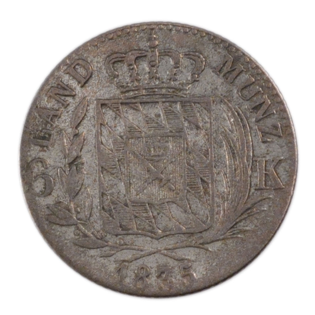 Monnaie, Etats allemands, BAVARIA, Ludwig I, 6 Kreuzer, 1835, TB, Argent, KM:748