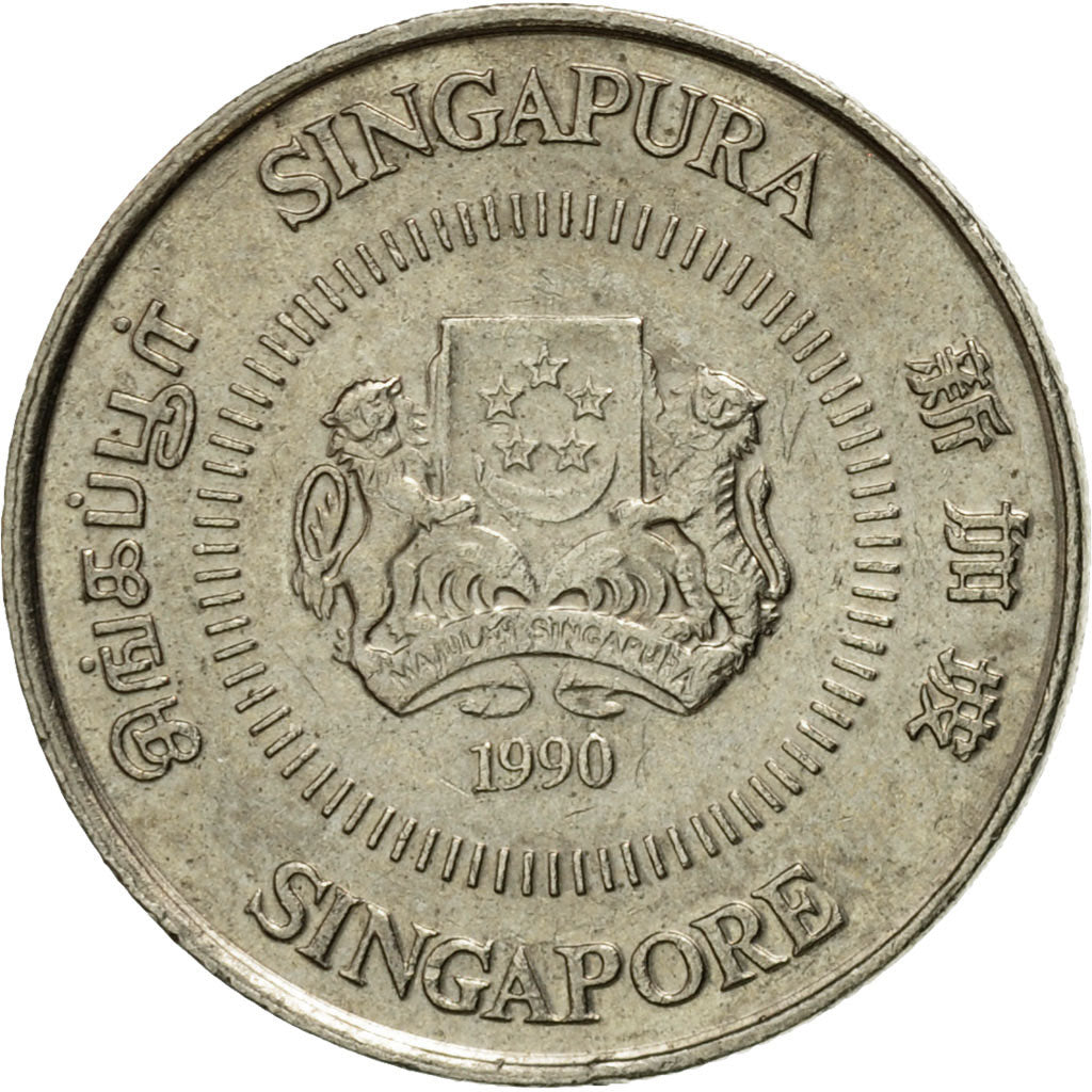 Moneta, Singapore, 10 Cents, 1990, British Royal Mint, BB, Rame-nichel, KM:51