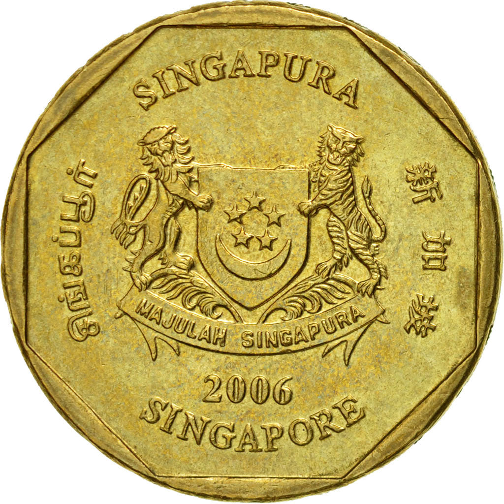 Coin, Singapore, Dollar, 2006, Singapore Mint, AU(55-58), Aluminum-Bronze