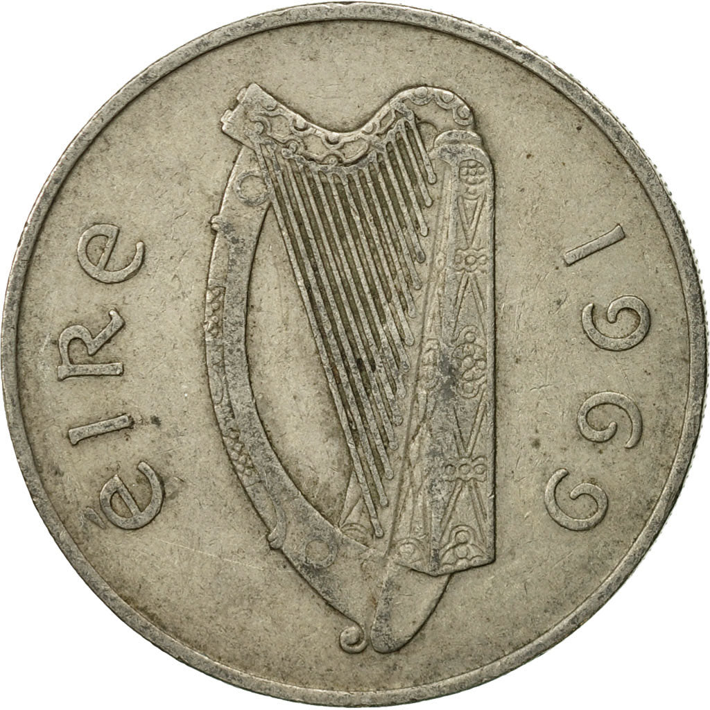 Coin, IRELAND REPUBLIC, 10 Pence, 1969, VF(20-25), Copper-nickel, KM:23