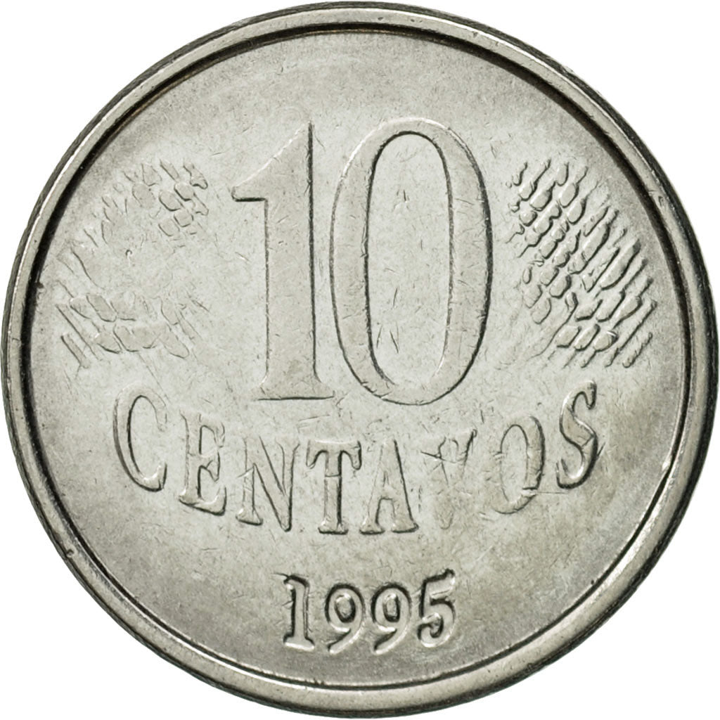 Coin, Brazil, 10 Centavos, 1995, AU(55-58), Stainless Steel, KM:633