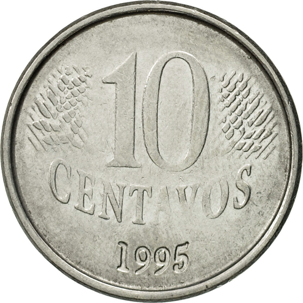 Moneda, Brasil, 10 Centavos, 1995, MBC, Acero inoxidable, KM:633