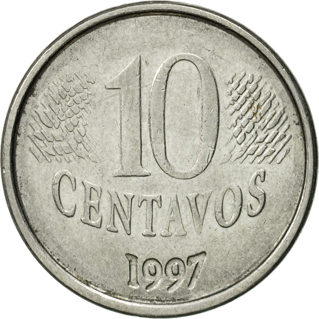 Coin, Brazil, 10 Centavos, 1997, EF(40-45), Stainless Steel, KM:633