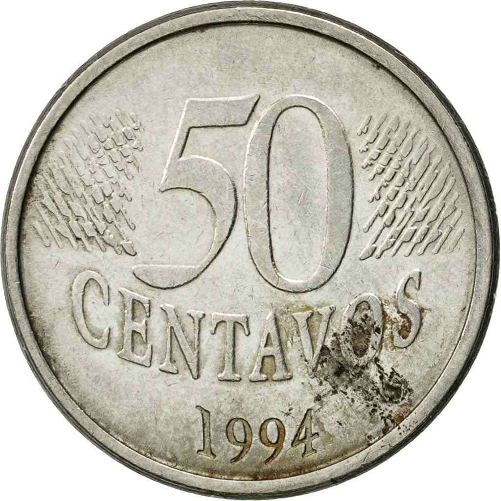 Coin, Brazil, 50 Centavos, 1994, VF(20-25), Stainless Steel, KM:635
