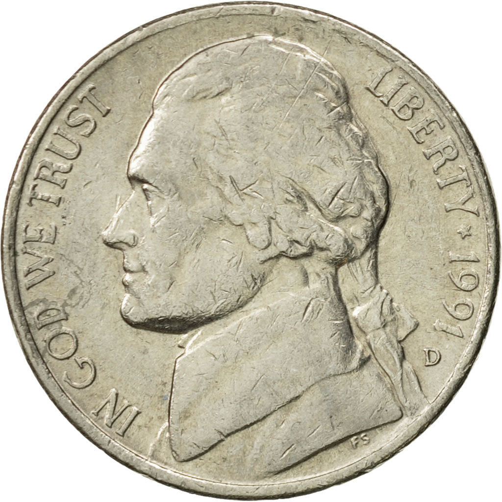 Moneta, Stati Uniti, Jefferson Nickel, 5 Cents, 1991, U.S. Mint, Denver, BB