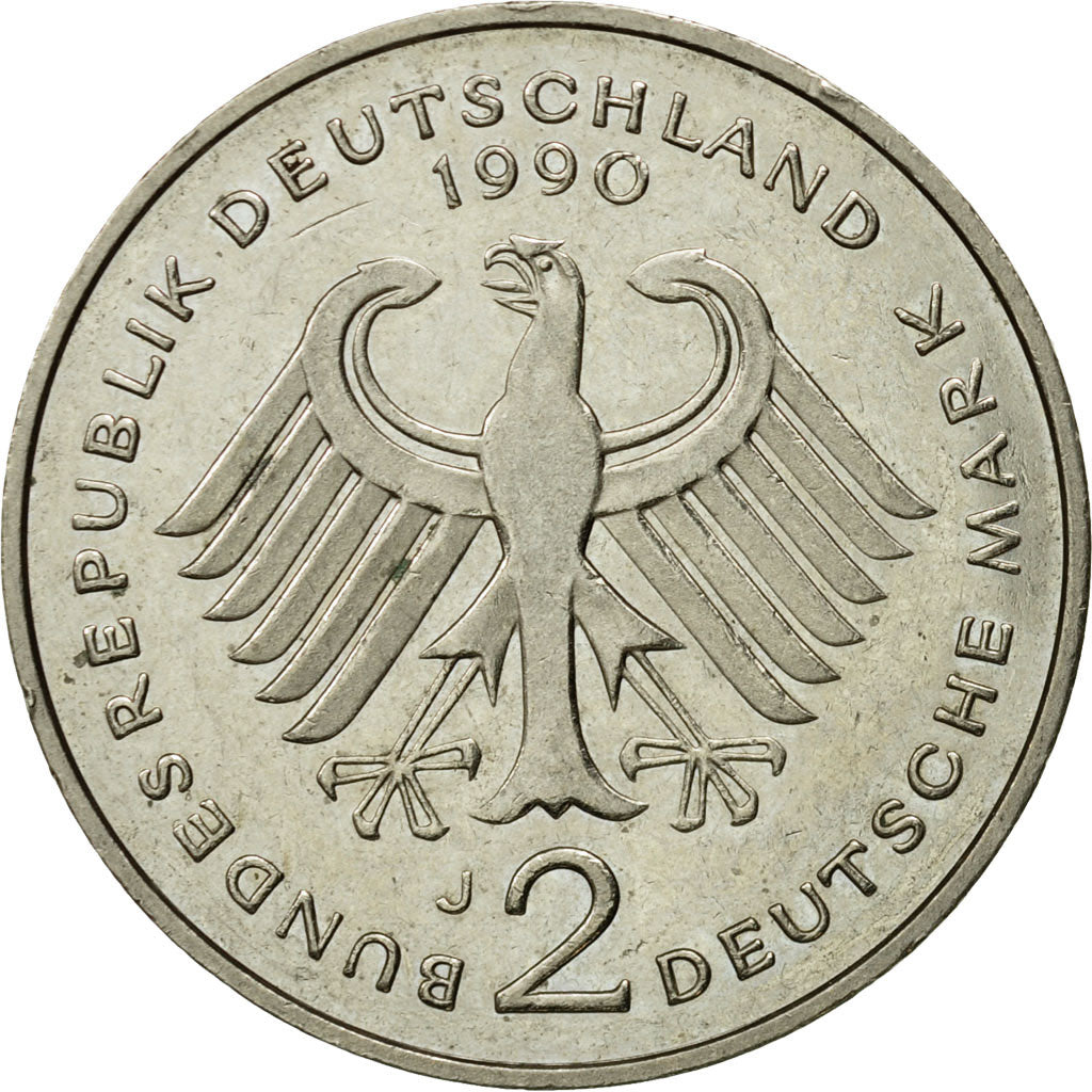 Coin, GERMANY - FEDERAL REPUBLIC, 2 Mark, 1990, Hamburg, EF(40-45)