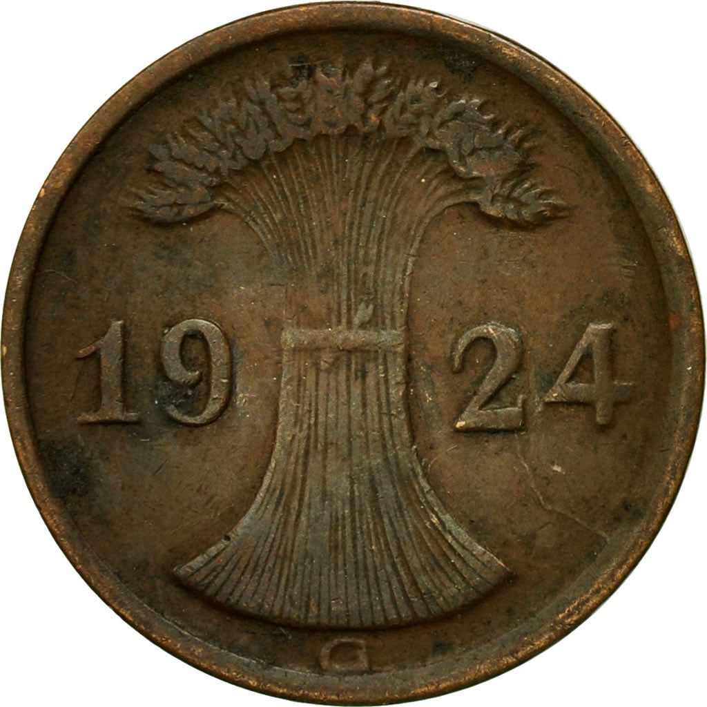 Coin, GERMANY, WEIMAR REPUBLIC, 2 Reichspfennig, 1924, Karlsruhe, EF(40-45)