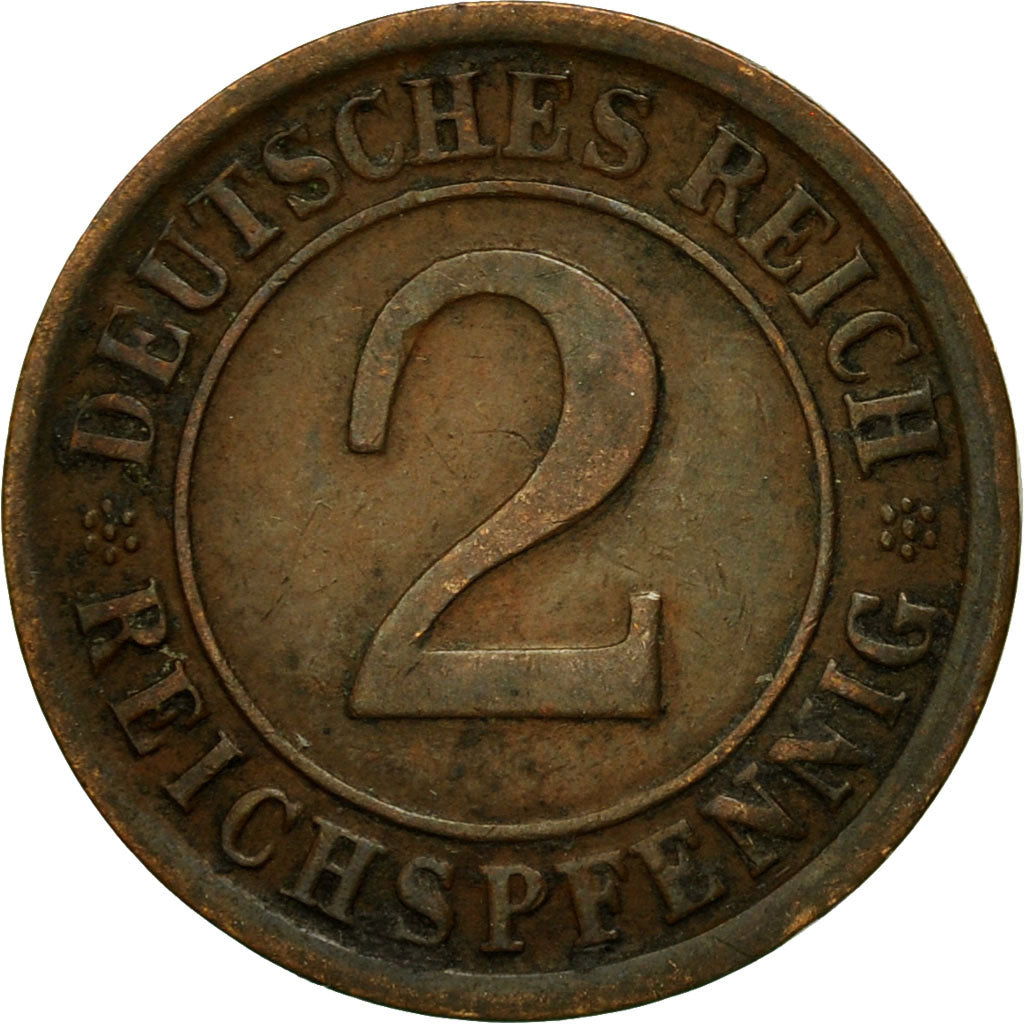 Coin, GERMANY, WEIMAR REPUBLIC, 2 Reichspfennig, 1924, Karlsruhe, EF(40-45)