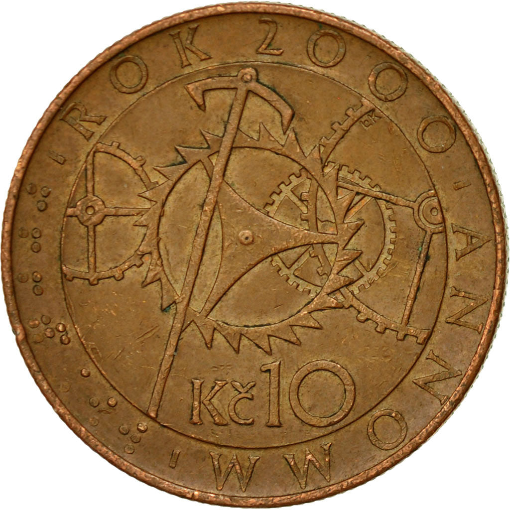 Coin, Czech Republic, 10 Korun, 2000, Jablonec nad Nisou, EF(40-45), Copper