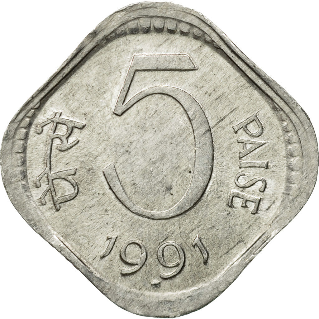 Munten, INDIAASE REPUBLIEK, 5 Paise, 1991, ZF, Aluminium, KM:23a