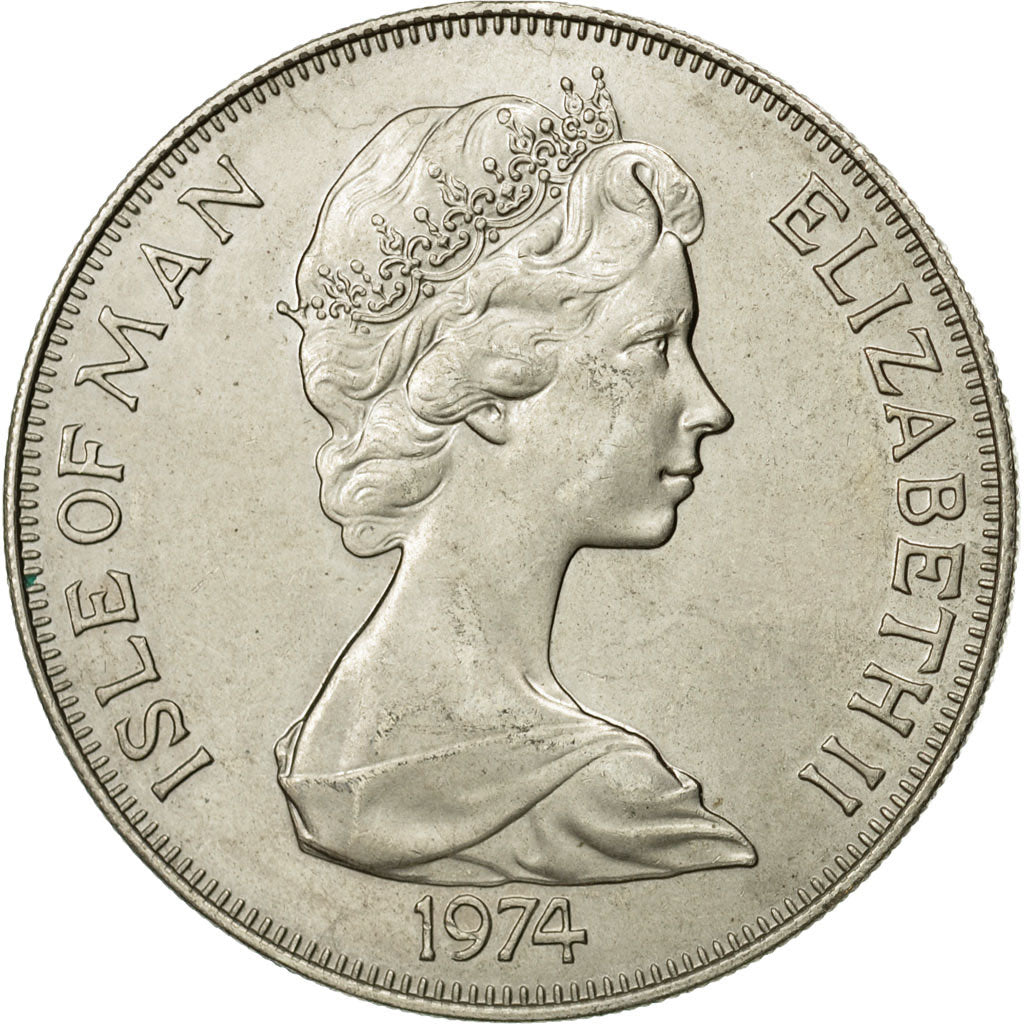 Coin, Isle of Man, Elizabeth II, Crown, 1974, Pobjoy Mint, EF(40-45)