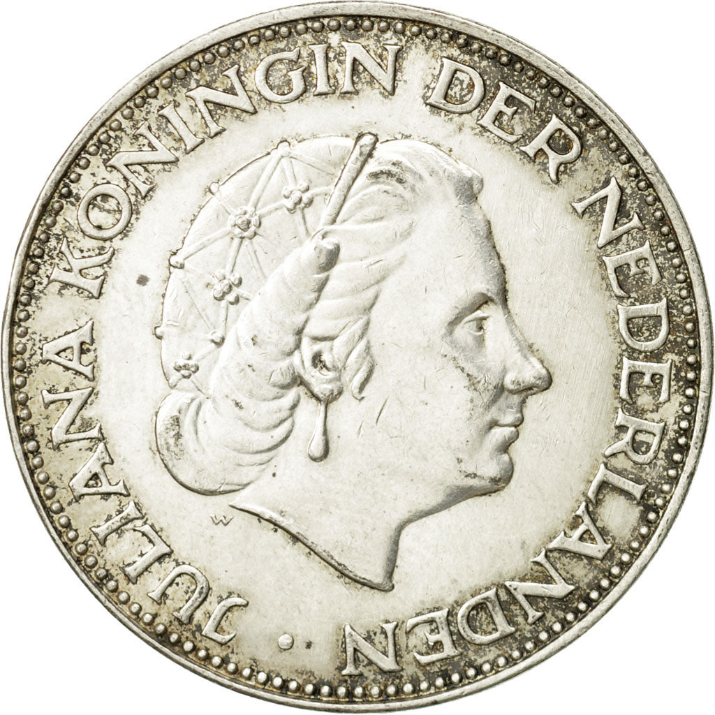 Coin, Netherlands, Juliana, 2-1/2 Gulden, 1960, VF(30-35), Silver, KM:185