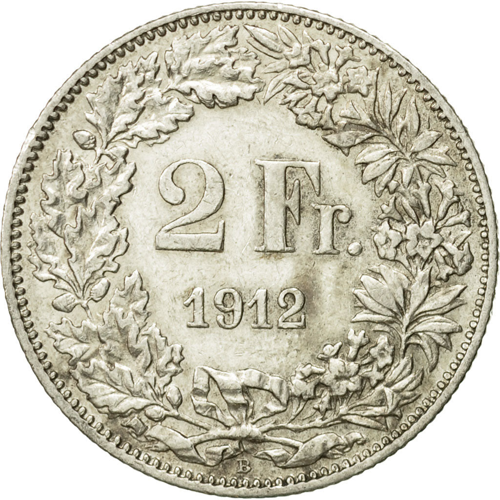 Coin, Switzerland, 2 Francs, 1912, Bern, EF(40-45), Silver, KM:21
