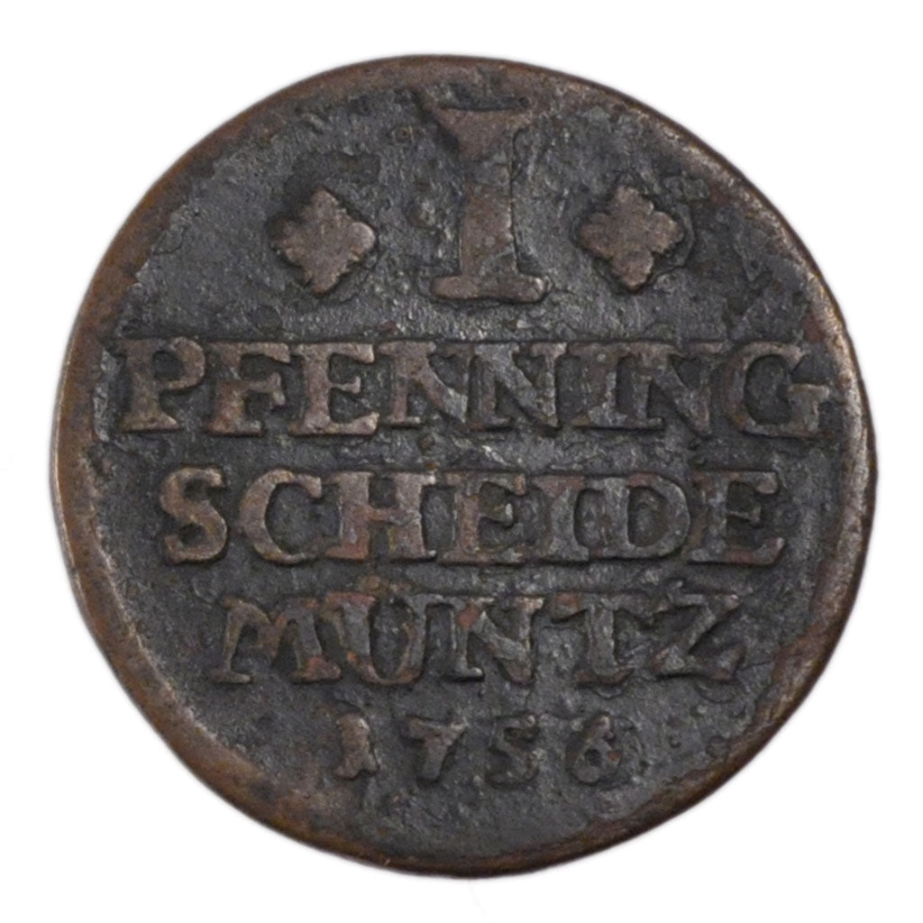 GERMAN STATES, Pfennig, 1758, KM #901.2, VF(20-25), Copper, 3.10
