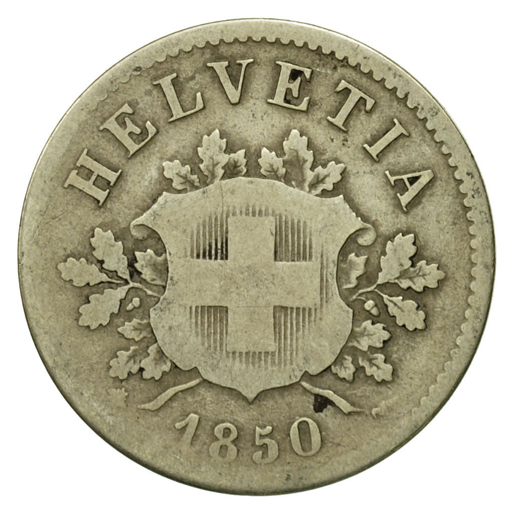 Moneda, Suiza, 10 Rappen, 1850, Strasbourg, BC+, Vellón, KM:6