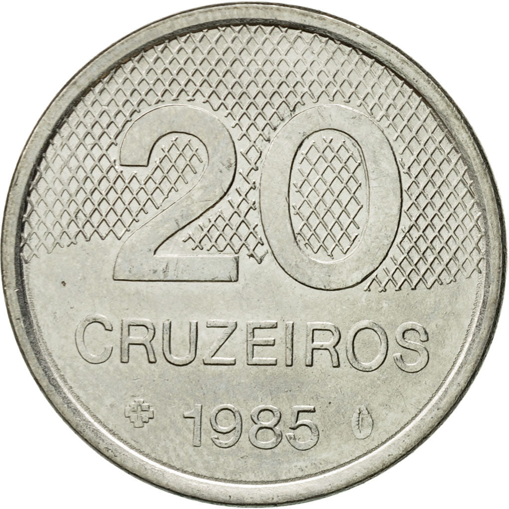 Coin, Brazil, 20 Cruzeiros, 1985, EF(40-45), Stainless Steel, KM:593.2