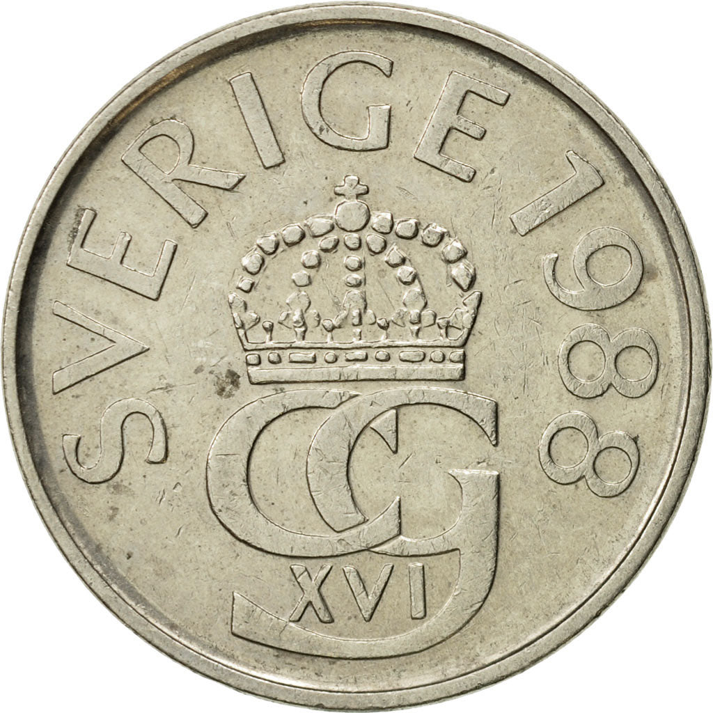Monnaie, Suède, Carl XVI Gustaf, 5 Kronor, 1988, TB+, Copper-nickel, KM:853