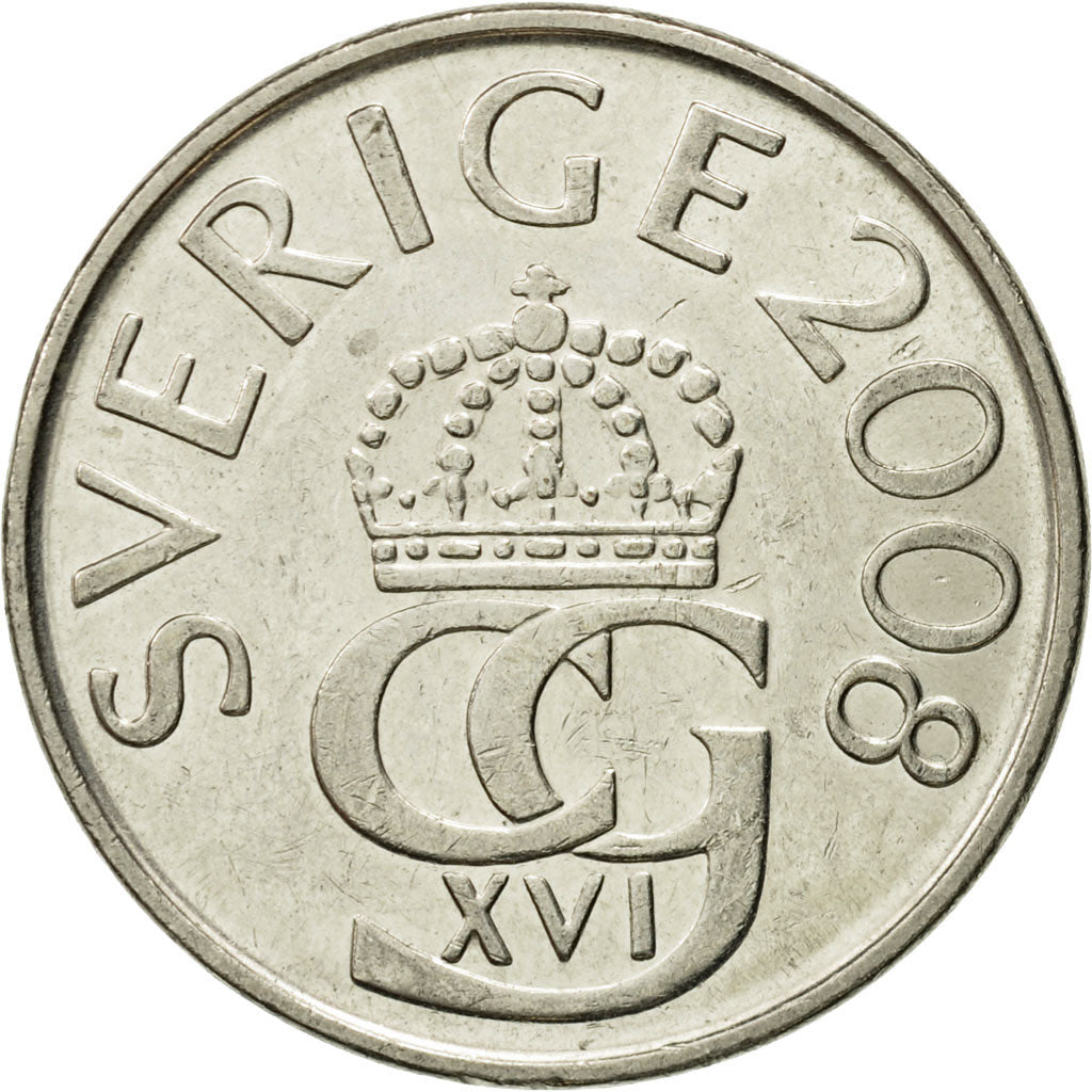 Coin, Sweden, Carl XVI Gustaf, 5 Kronor, 2008, EF(40-45), Copper-Nickel Clad