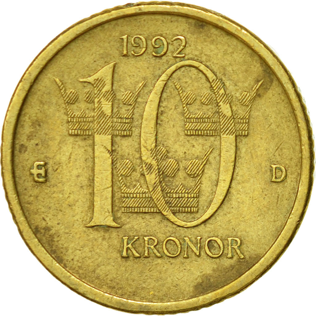 Moneta, Szwecja, Carl XVI Gustaf, 10 Kronor, 1992, VF(30-35)