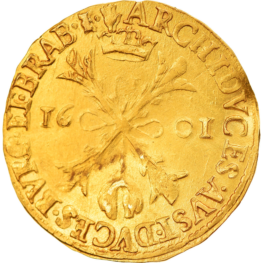 Coin, Spanish Netherlands, Flanders, 2 Albertins, 1601, Anvers, AU(55-58), Gold
