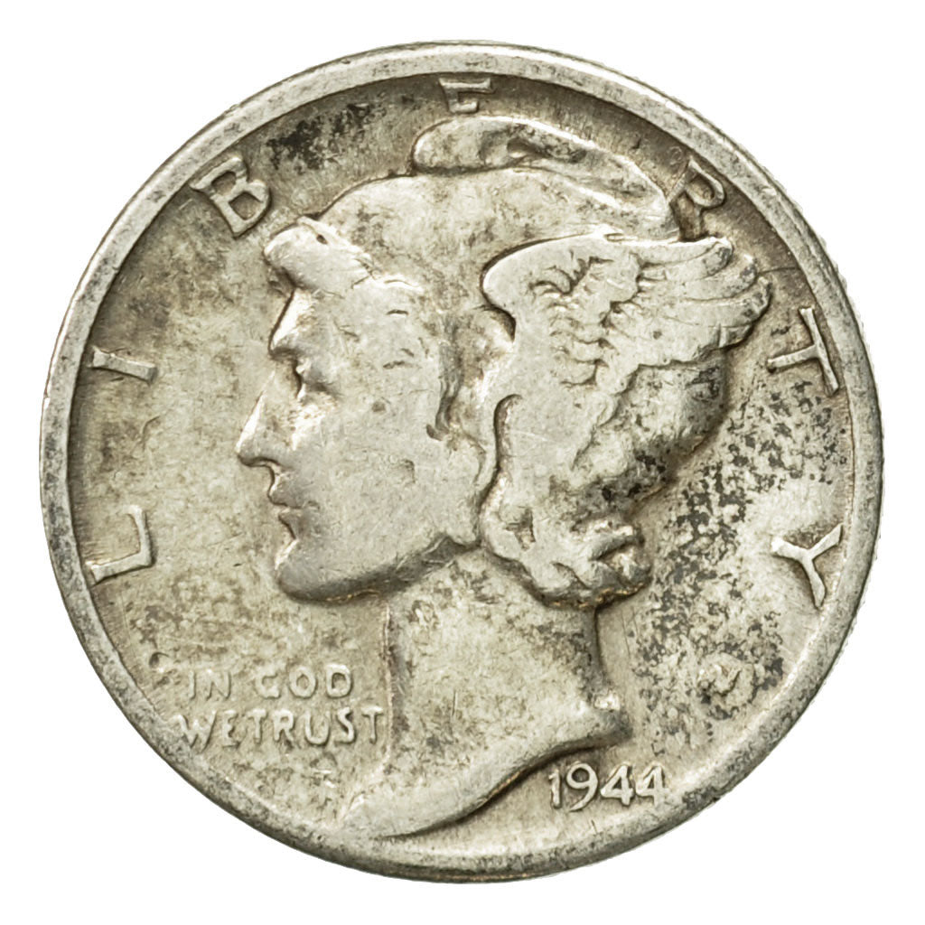 Moneda, Estados Unidos, Mercury Dime, Dime, 1944, U.S. Mint, Denver, BC+, Plata