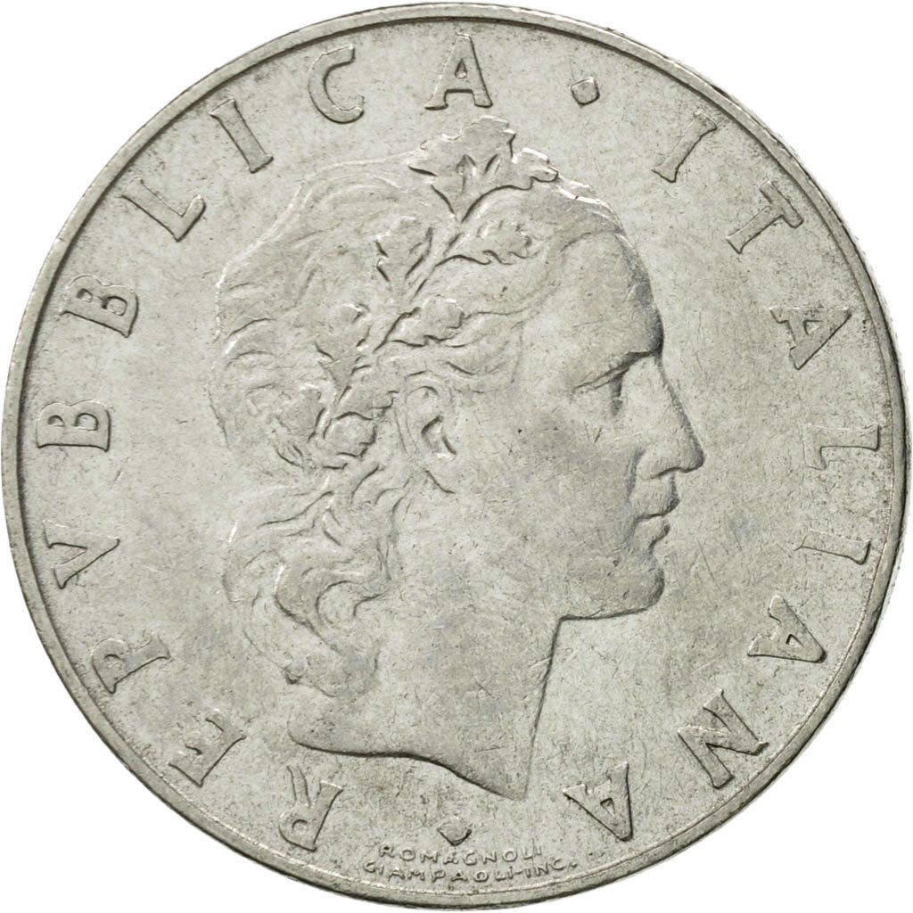 Coin, Italy, 50 Lire, 1956, Rome, EF(40-45), Stainless Steel, KM:95.1