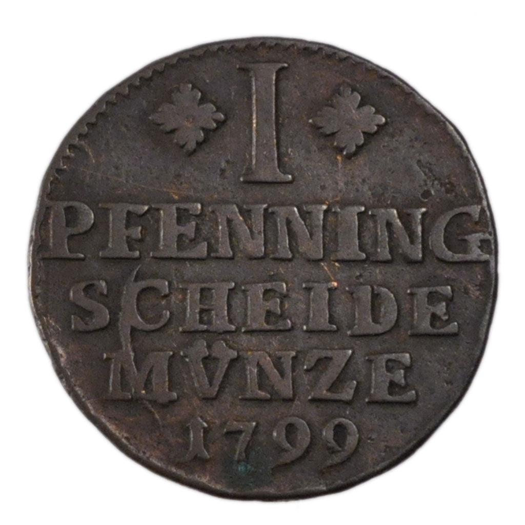 GERMAN STATES, Pfennig, 1799, KM #995, VF(20-25), Copper, 2.40