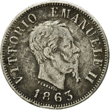 Coin, Italy, Vittorio Emanuele II, 50 Centesimi, 1863, Naples, VF(30-35)