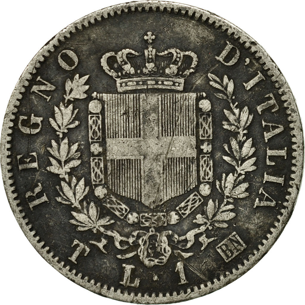 Coin, Italy, Vittorio Emanuele II, Lira, 1863, Torino, VF(20-25), Silver