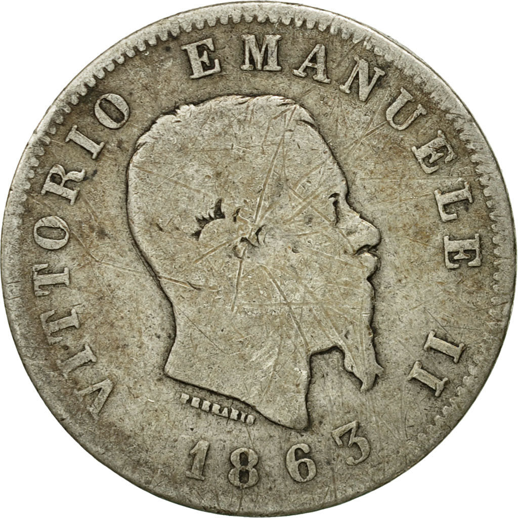 Münze, Italien, Vittorio Emanuele II, Lira, 1863, Milan, S, Silber, KM:15.1