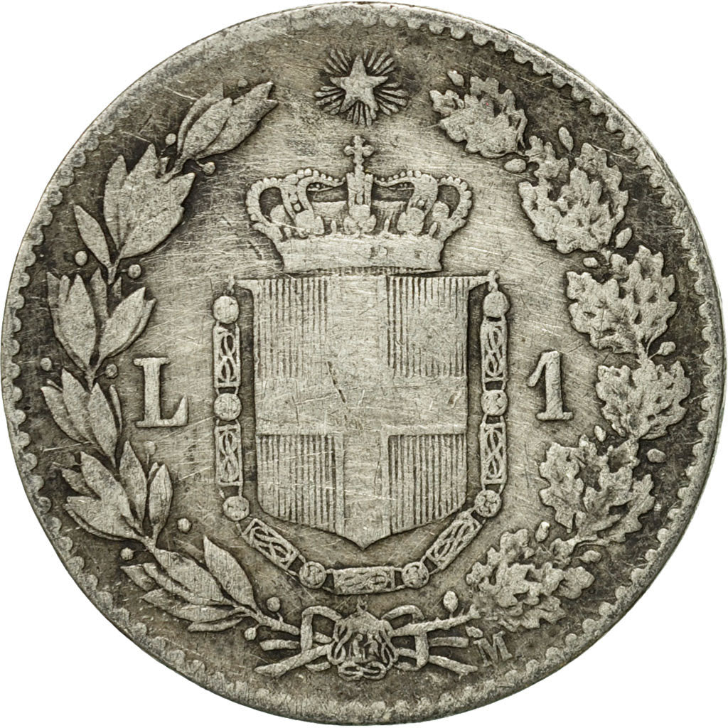 Coin, Italy, Umberto I, Lira, 1887, Milan, VF(20-25), Silver, KM:24.2