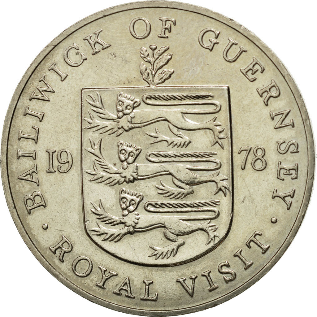 Coin, Guernsey, Elizabeth II, 25 Pence, 1978, Heaton, AU(50-53), Copper-nickel