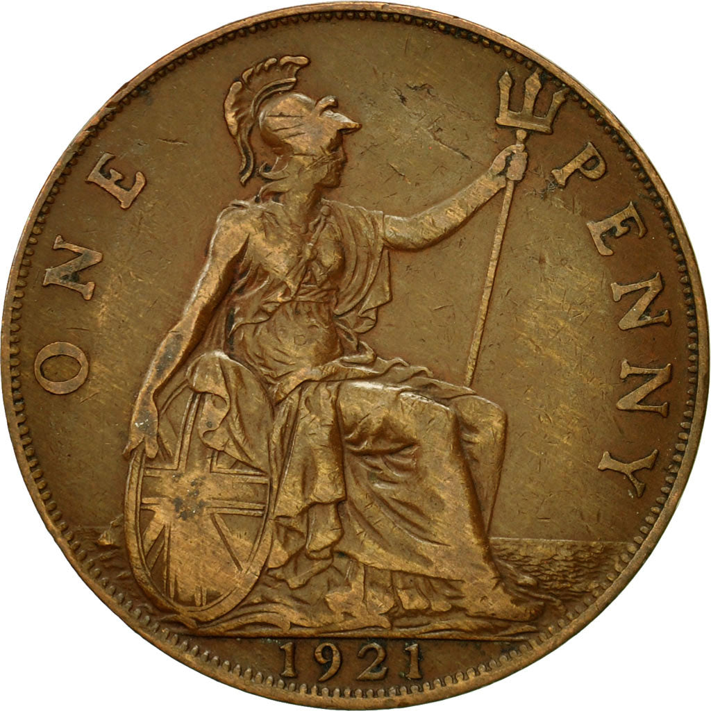 Coin, Great Britain, George V, Penny, 1921, EF(40-45), Bronze, KM:810