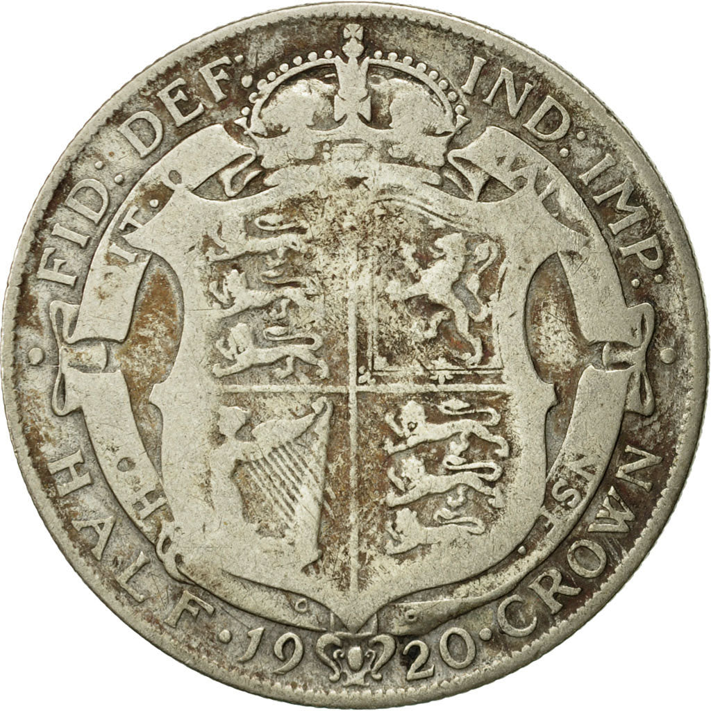 Coin, Great Britain, George V, 1/2 Crown, 1920, VF(20-25), Silver, KM:818.1a